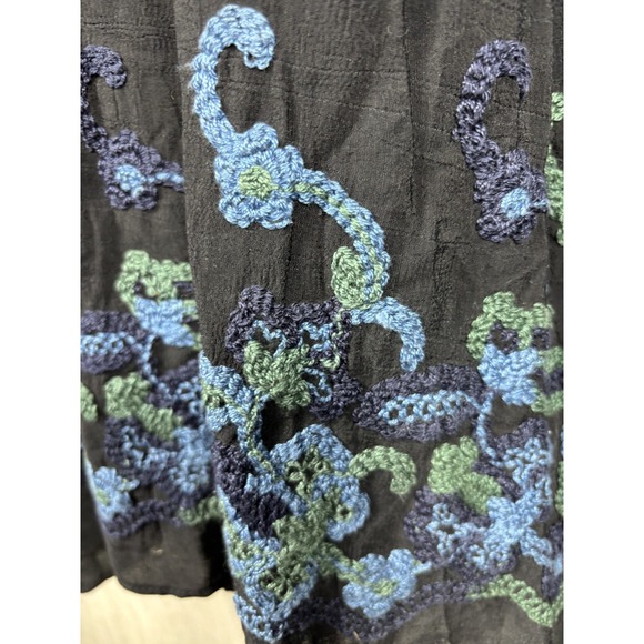 Double D Ranch Maxi Skirt Womens L Black Blue Green Embroidered Western Boho - Picture 4 of 5